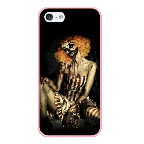 Чехол для iPhone 5/5S матовый Хэллоуинская клоуниха зомби, цвет баблгам