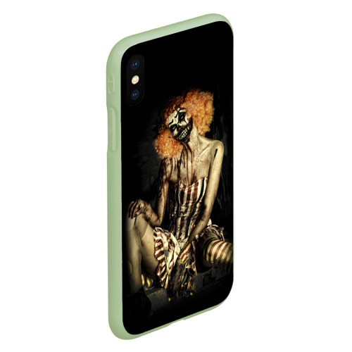 Чехол для iPhone XS Max матовый Хэллоуинская клоуниха зомби, цвет салатовый - фото 3