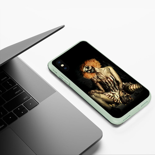 Чехол для iPhone XS Max матовый Хэллоуинская клоуниха зомби, цвет салатовый - фото 5
