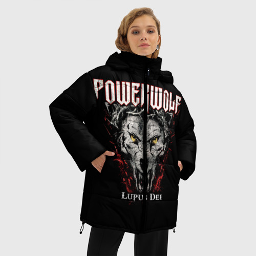 Женская зимняя куртка 3D с принтом Powerwolf, фото на моделе #1