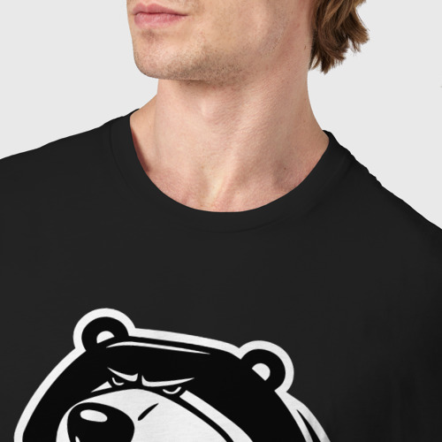 Мужская футболка хлопок Медведь на стенс жиге, цвет черный - фото 6
