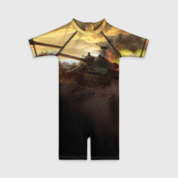 Детский купальный костюм 3D Танк на закате