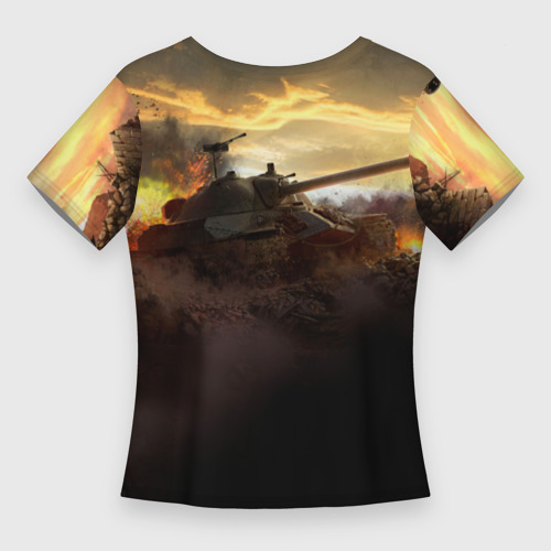 Женская футболка 3D Slim Танк на закате, цвет 3D печать - фото 2