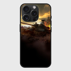 Чехол силиконовый для Apple iPhone 15 Pro матовый Танк на закате