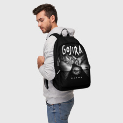 Рюкзак с принтом Gojira для любого человека, вид спереди №2. Цвет основы: белый