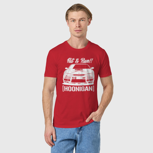 Мужская футболка хлопок Nissan Silvia S14 Hoonigan, цвет красный - фото 3