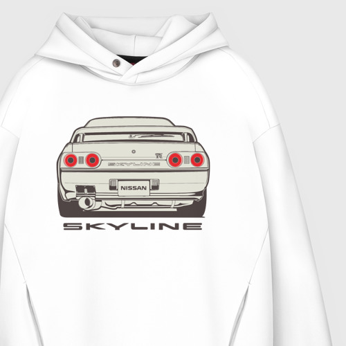 Мужское худи Oversize хлопок Nissan Skyline R32, цвет белый - фото 4