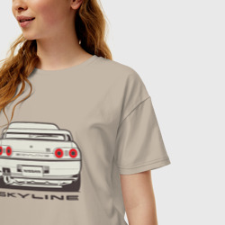 Женская футболка хлопок Oversize Nissan Skyline R32 - фото 2