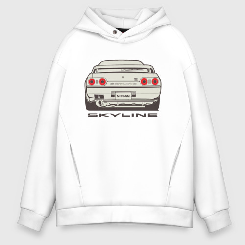 Мужское худи Oversize хлопок Nissan Skyline R32, цвет белый