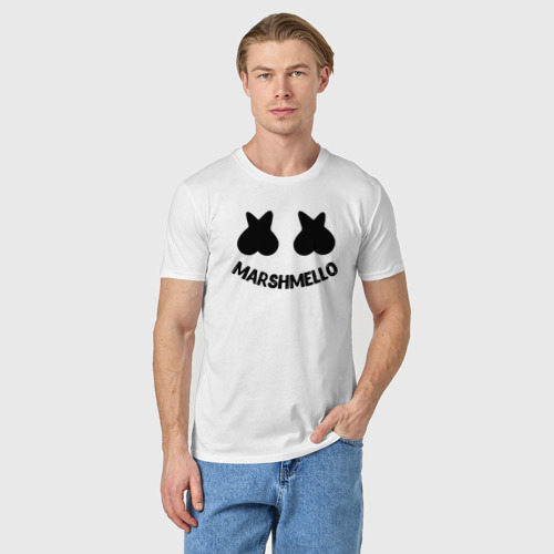 Мужская футболка хлопок Marshmello, цвет белый - фото 3