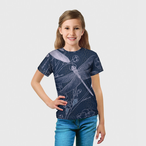 Детская футболка 3D с принтом Стрекоза, вид сбоку #3