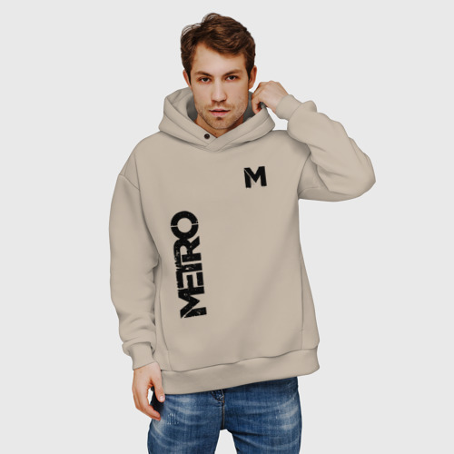 Мужское худи Oversize хлопок Metro, цвет миндальный - фото 3