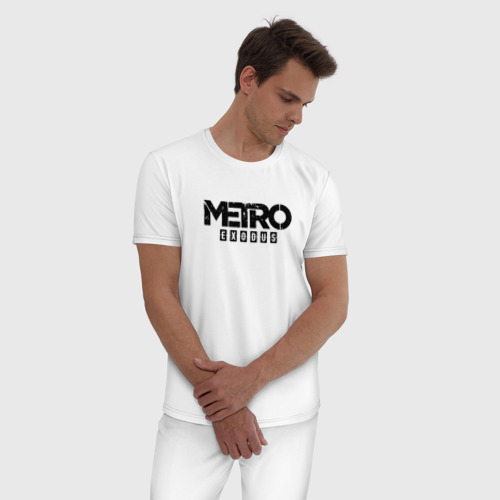 Мужская пижама хлопок METRO EXODUS (НА СПИНЕ), цвет белый - фото 3