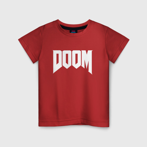 Детская футболка хлопок Doom Дум лого, цвет красный