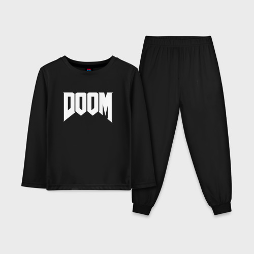 Детская пижама с лонгсливом хлопок Doom Дум лого, цвет черный