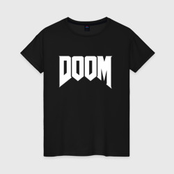 Женская футболка хлопок Doom Дум лого
