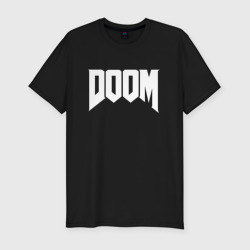 Мужская футболка хлопок Slim Doom Дум лого
