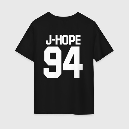 Женская футболка хлопок Oversize BTS j-hope, цвет черный - фото 2