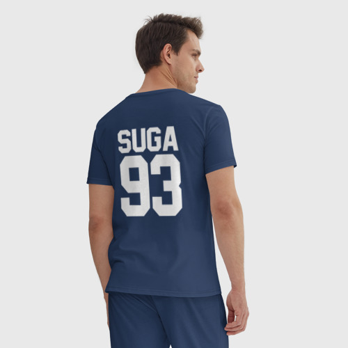 Мужская пижама хлопок BTS Suga 93, цвет темно-синий - фото 4