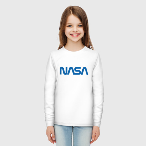 Детский лонгслив хлопок с принтом NASA, вид сбоку #3