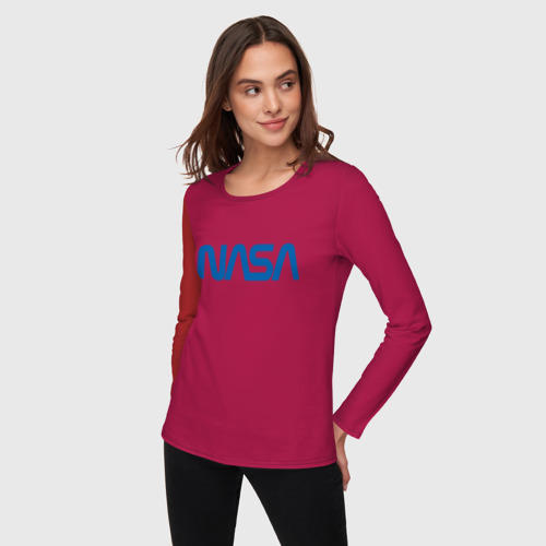 Женский лонгслив хлопок с принтом NASA, фото на моделе #1