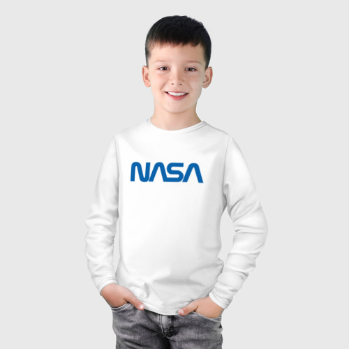 Детский лонгслив хлопок с принтом NASA, фото на моделе #1