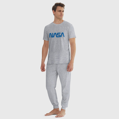 Мужская пижама хлопок с принтом NASA, вид сбоку #3