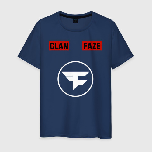 Мужская футболка хлопок FaZe clan на спине, цвет темно-синий