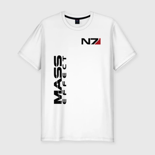 Мужская футболка хлопок Slim с принтом Mass Effect, вид спереди #2