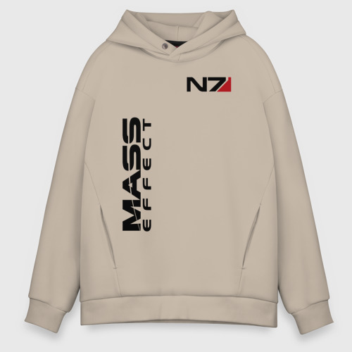 Мужское худи Oversize хлопок Mass Effect, цвет миндальный