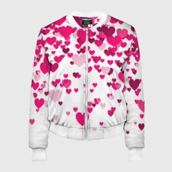 Женский бомбер 3D Сердца розовые падают