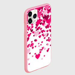 Чехол для iPhone 11 Pro Max матовый Сердца розовые падают - фото 2