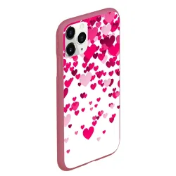 Чехол для iPhone 11 Pro Max матовый Сердца розовые падают - фото 2