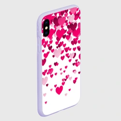 Чехол для iPhone XS Max матовый Сердца розовые падают - фото 2