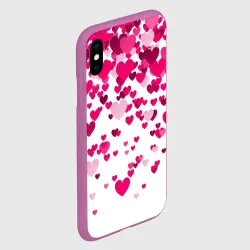 Чехол для iPhone XS Max матовый Сердца розовые падают - фото 2