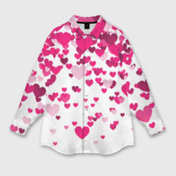 Сердца розовые падают – Мужская рубашка oversize 3D с принтом купить
