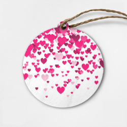 Деревянная игрушка круг Сердца розовые падают