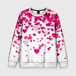 Детский свитшот 3D Сердца розовые падают