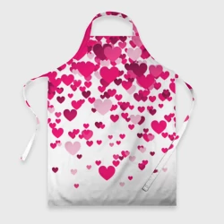 Фартук 3D Сердца розовые падают