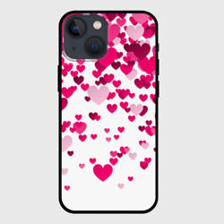 Чехол для iPhone 13 mini Сердца розовые падают