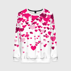 Женский свитшот 3D Сердца розовые падают