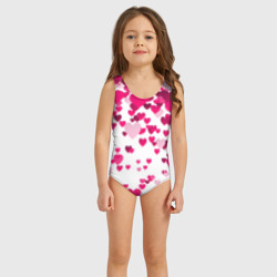Детский купальник 3D Сердца розовые падают