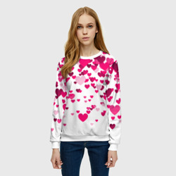 Женский свитшот 3D Сердца розовые падают - фото 2