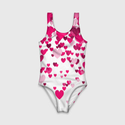 Детский купальник 3D Сердца розовые падают - фото 2