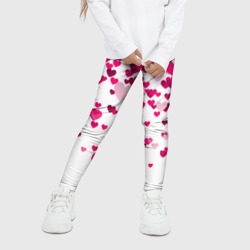 Детские леггинсы 3D Сердца розовые падают - фото 2