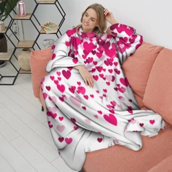 Плед с рукавами Сердца розовые падают - фото 2