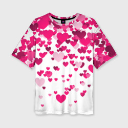 Сердца розовые падают – Женская футболка oversize 3D с принтом купить со скидкой в -50%