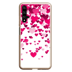 Чехол для Honor 20 Сердца розовые падают