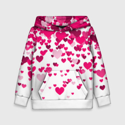 Детская толстовка 3D Сердца розовые падают