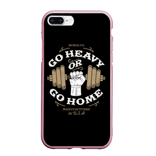 Чехол для iPhone 7Plus/8 Plus матовый Go heavy or go home, цвет розовый